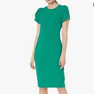 NWT || Calvin Klein - Green Tulip Sleeve Sheath Dress